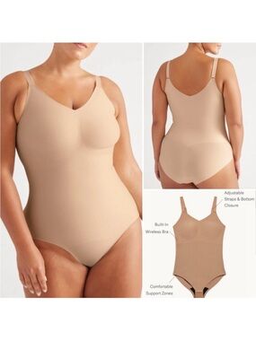 Knix LuxeLift Bodysuit /
Medium + / Beige Wireless Shelf Bra E/DDD/G